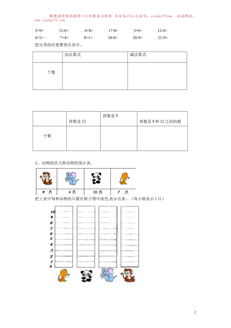 【精品】一年级下册数学同步练习-《分类与整理》2-人教新课标（猪猪喜羊羊）.doc_第2页