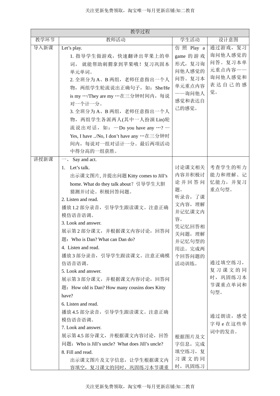 【新课标】Unit4 Do you have any cousins？ Say and actLearn the sounds教案.doc_第2页