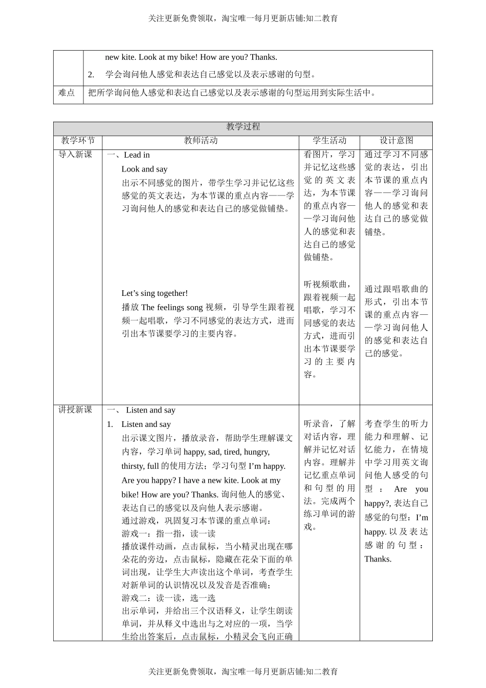 【新课标】Unit 3 Are you happy？ Listen and say Culture corner教案.doc_第2页