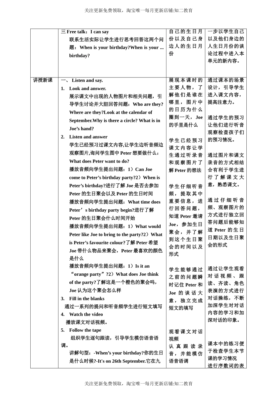 【新课标】Unit3 My birthday第一课时同步教案.doc_第2页