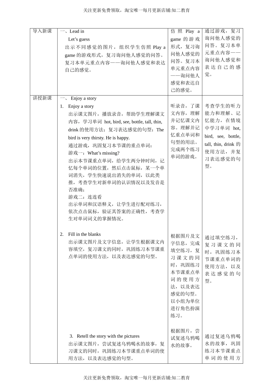 【新课标】Unit 3 Are you happy？ Enjoy a story Learn the sounds教案.doc_第3页