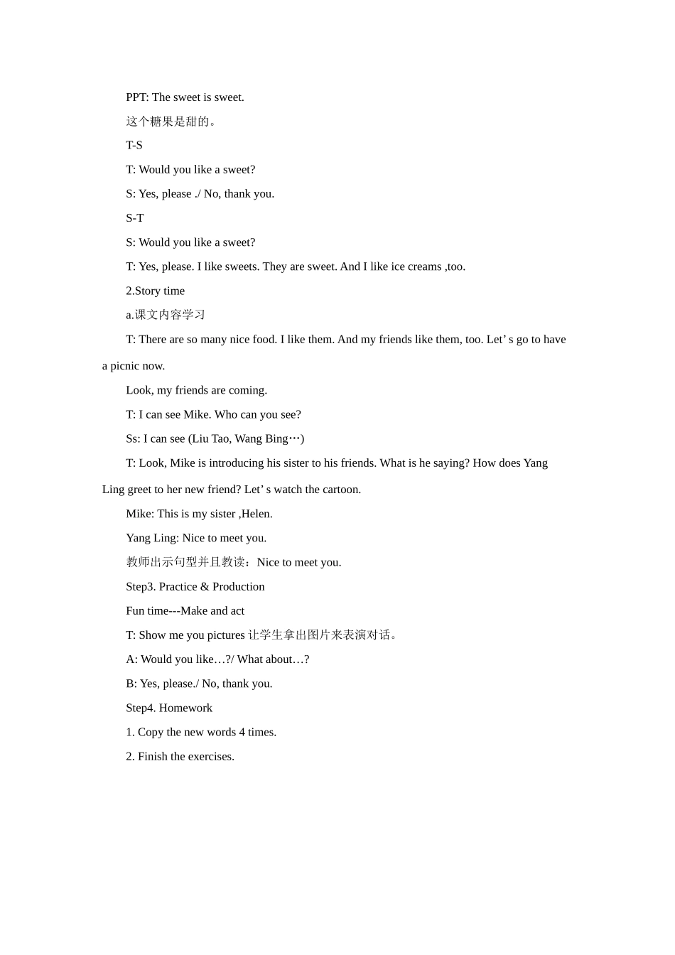 Unit 7 Would you like a pie 教学设计2.doc_第2页