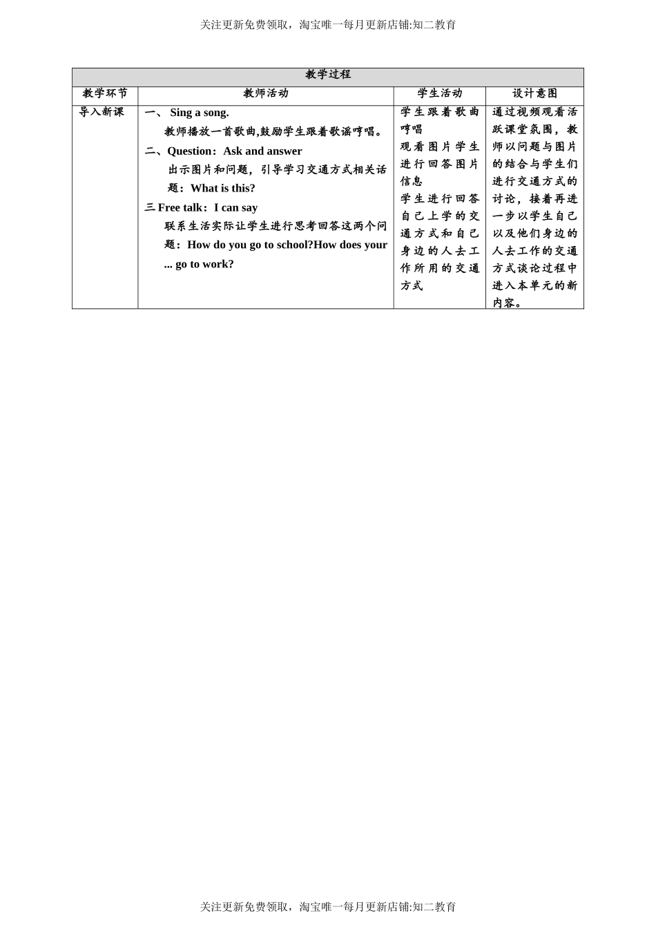 Unit2 Going to school第一课时 同步教案.doc_第2页