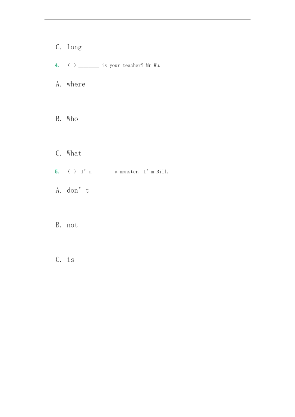 （人教新起点）三年级英语上册《Unit 2 My Body》同步练习.doc_第2页