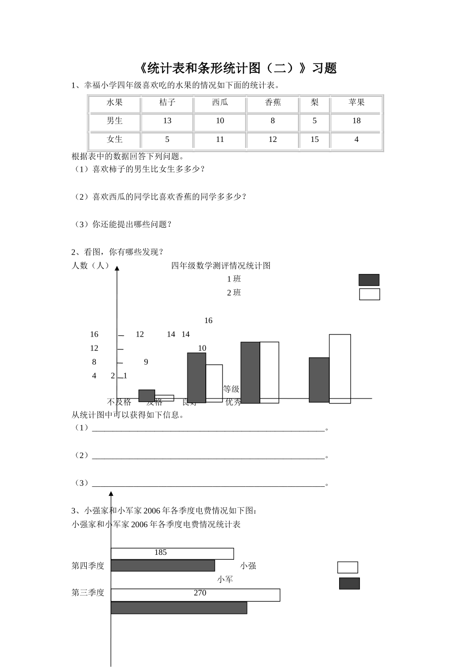 《统计表和条形统计图（二）》习题2.doc_第1页