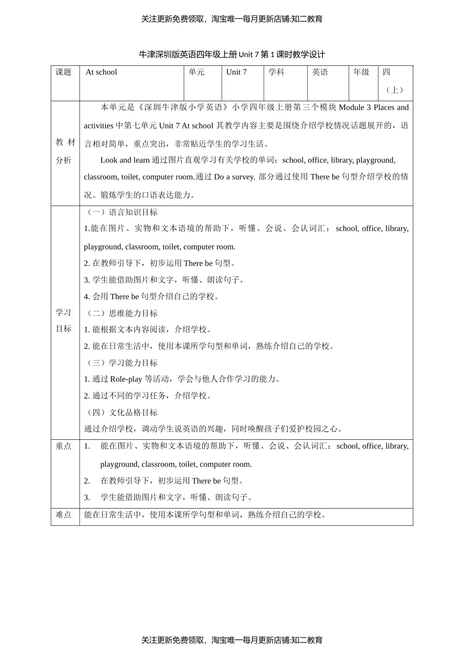 【核心素养目标】Unit 7 At schoolLook and learn Do a survey教案.doc_第1页