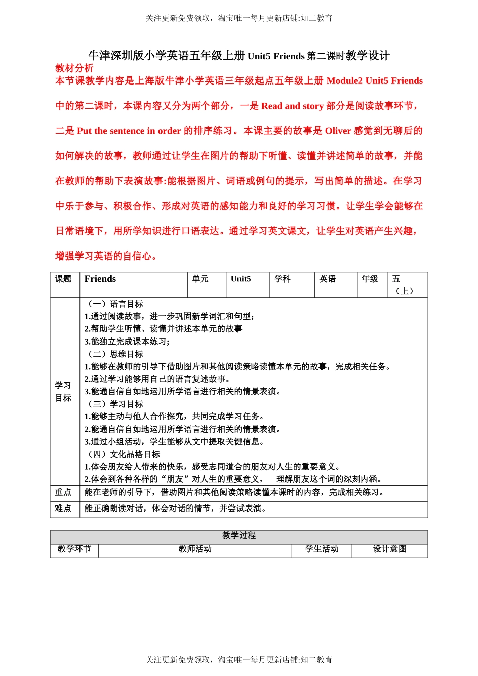 【核心素养目标】Unit5 Friends 第二课时同步教案.doc_第1页