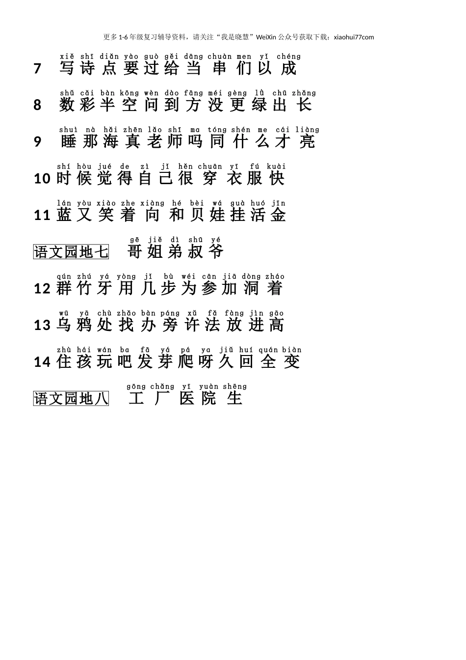 人教版一年级语文上册识字表.doc_第3页