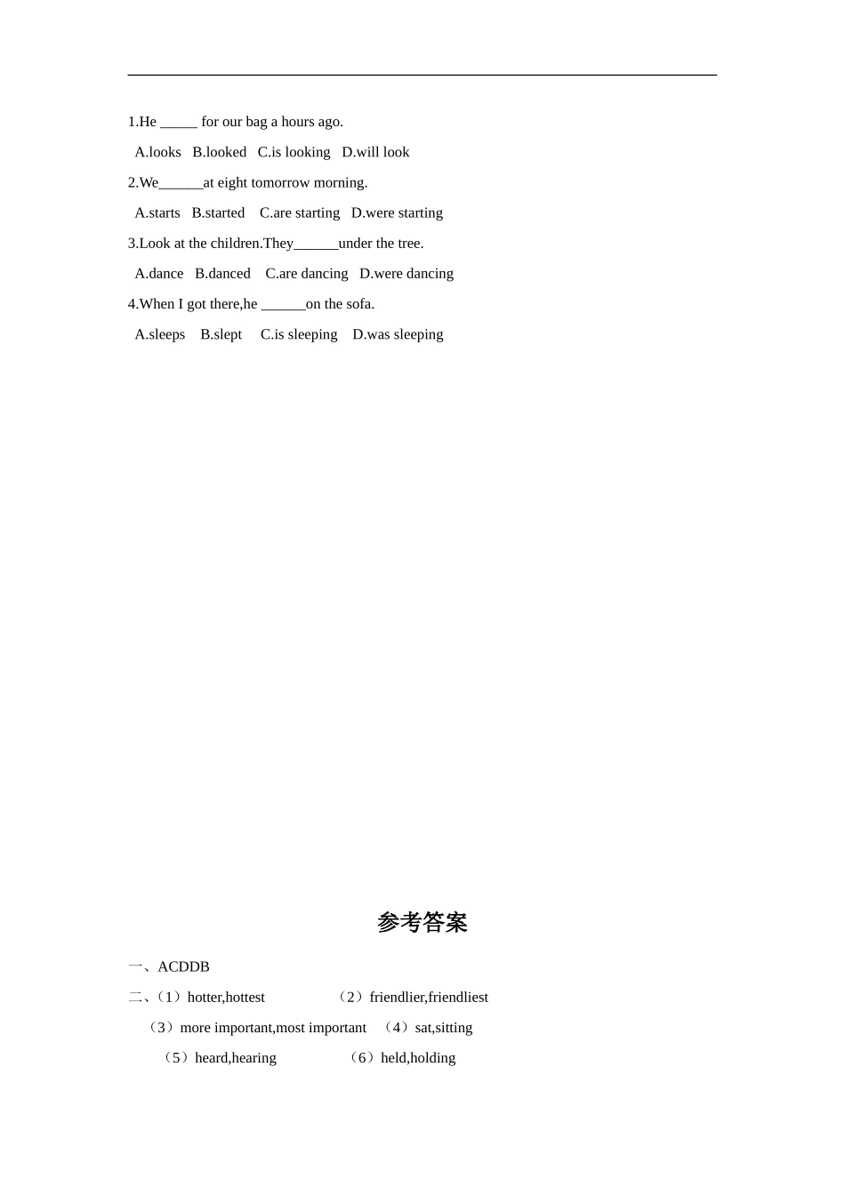 外研版小学英语（一年级起点）六年级下册Module 3 Unit 2 The sun is shining 同步练习1.doc_第2页