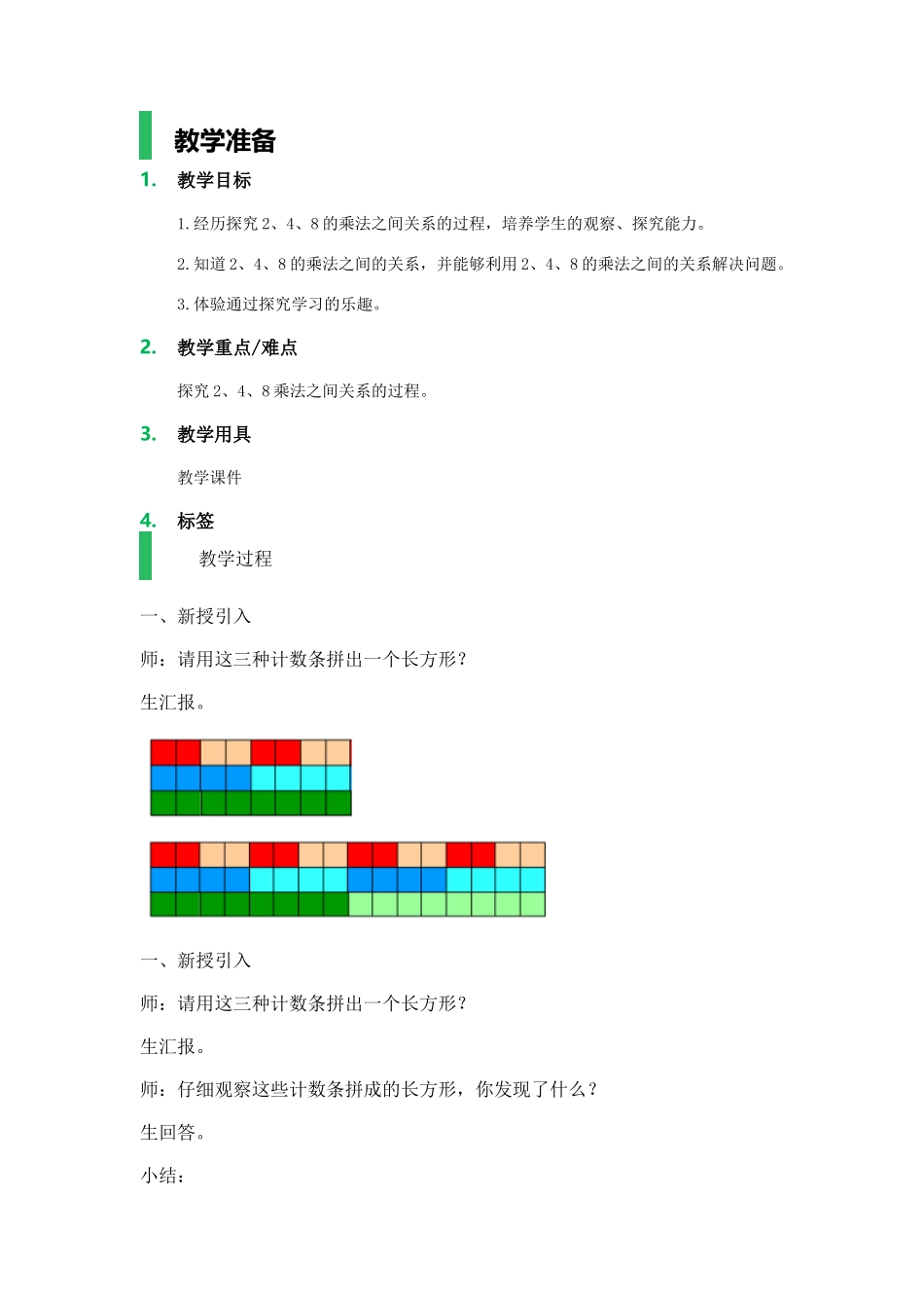 【沪教版五年制】二年级上册第二单元2、4、6的乘法之间的关系_教学设计_教案.docx_第1页