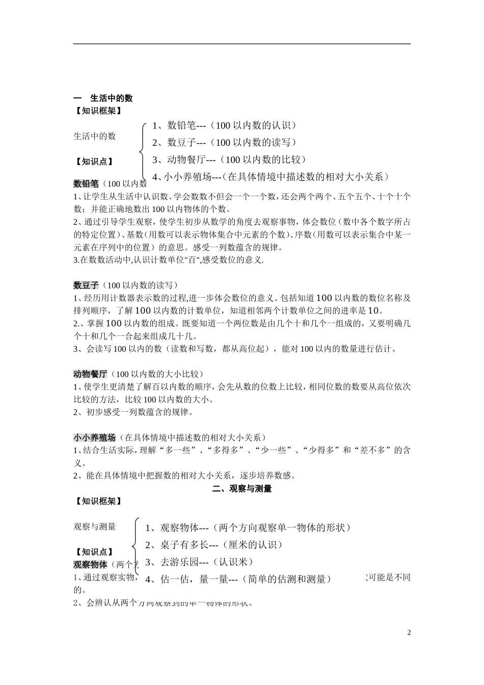 一年级数学下册知识点归纳(北师大版).doc_第2页