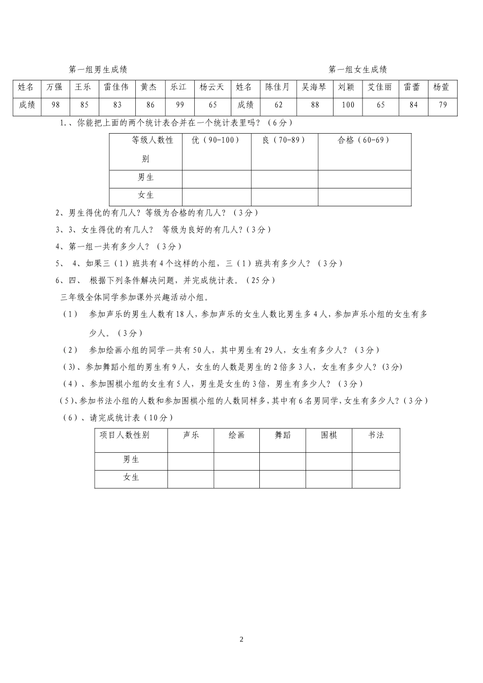 最新人教版三年级数学下册第3单元检测试卷.doc_第2页