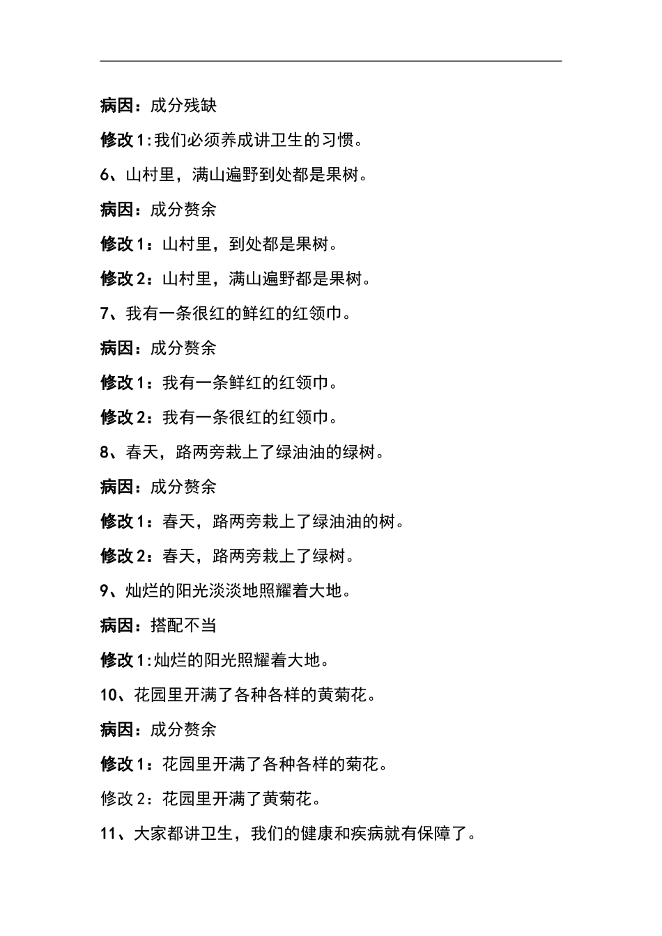部编三年级语文上册修改病句错误解析和练习题参考答案.docx_第2页