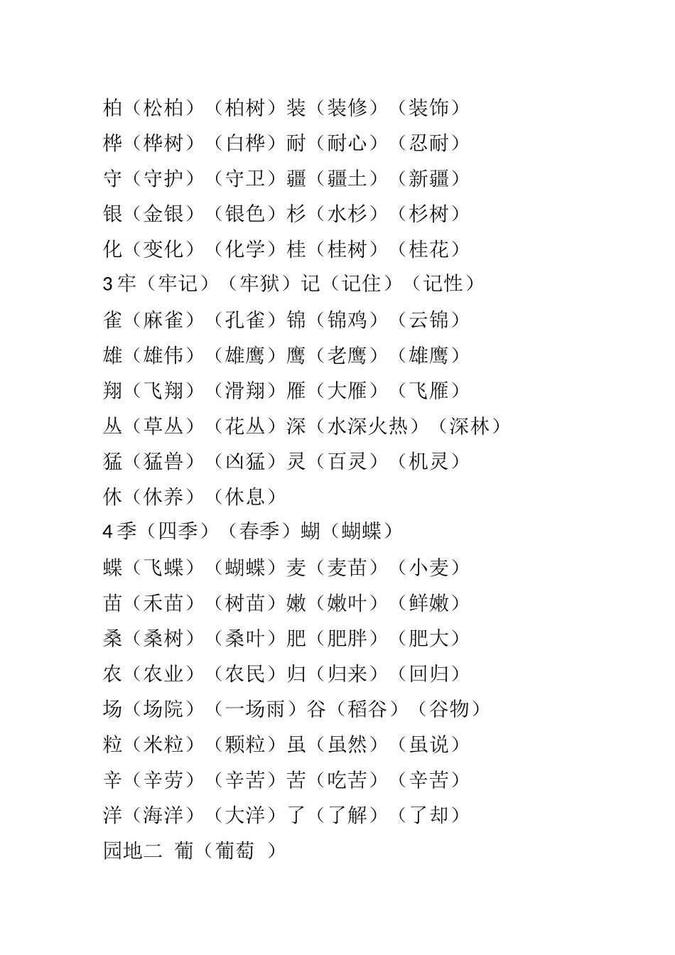 部编新人教版小学语文二年级上册-语文上生字组词汇总.docx_第3页