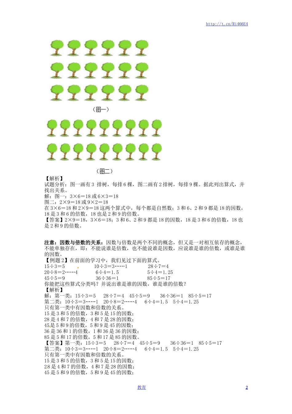 【精品】五年级下册数学同步讲练测-第二单元第1课 因数与倍数的意义-人教新课标版（喜子的商铺）.docx_第2页