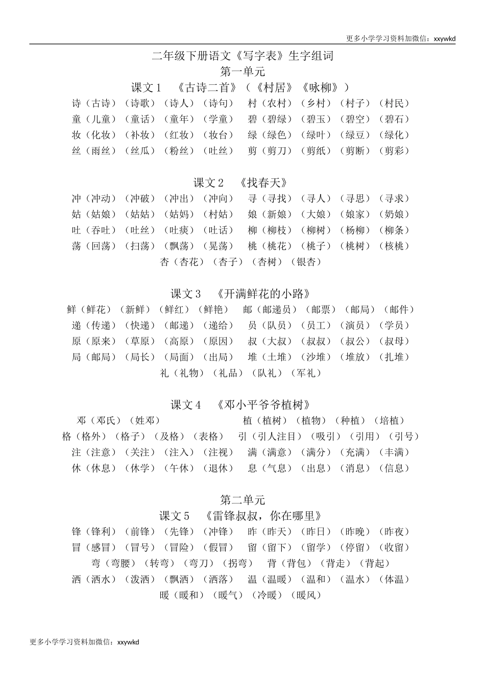 部编版语文二年级下册生字组词汇总.doc_第1页