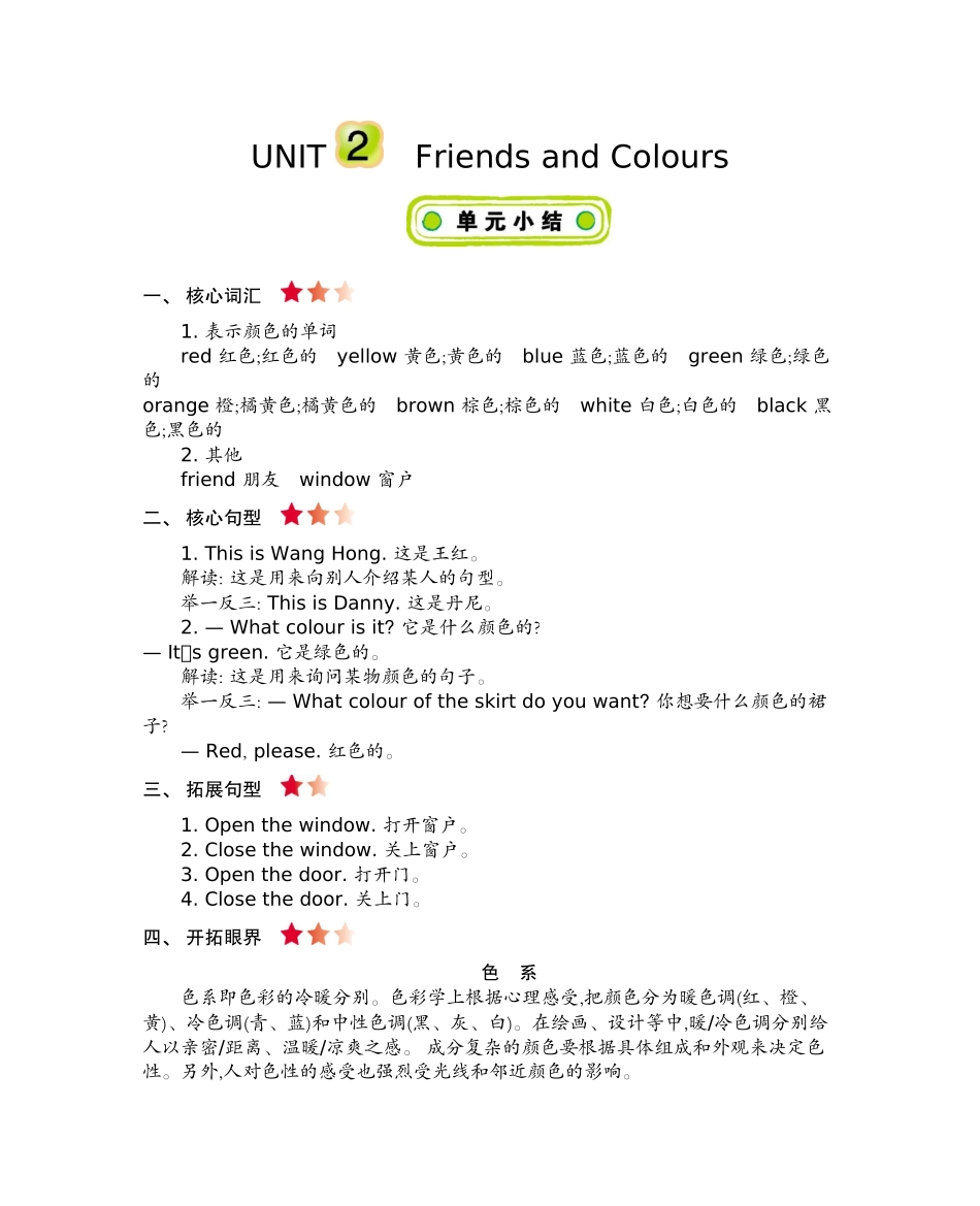 三（上）冀教版英语 Unit 2 知识重点 (2).docx_第1页