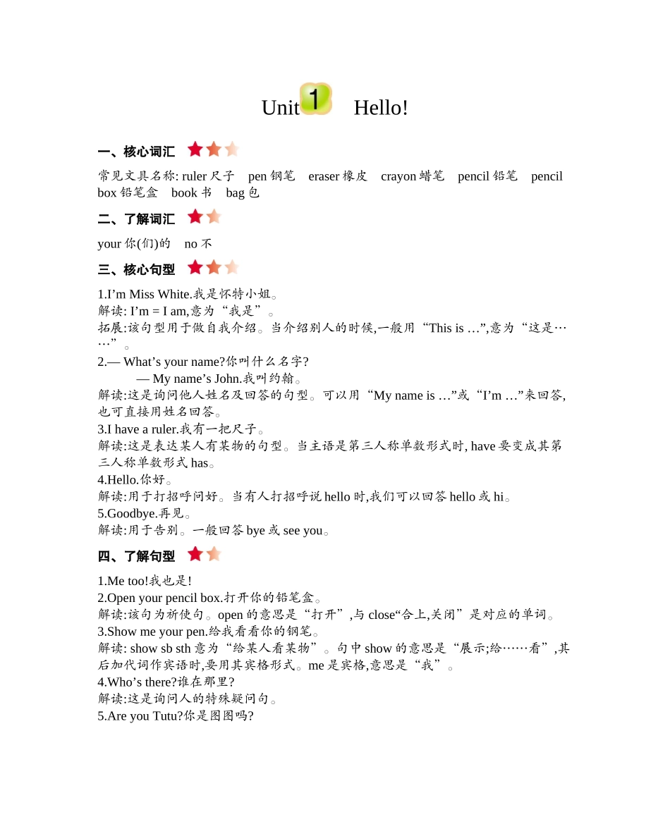 三（上）人教PEP英语：Unit 1知识清单 (2).docx_第1页