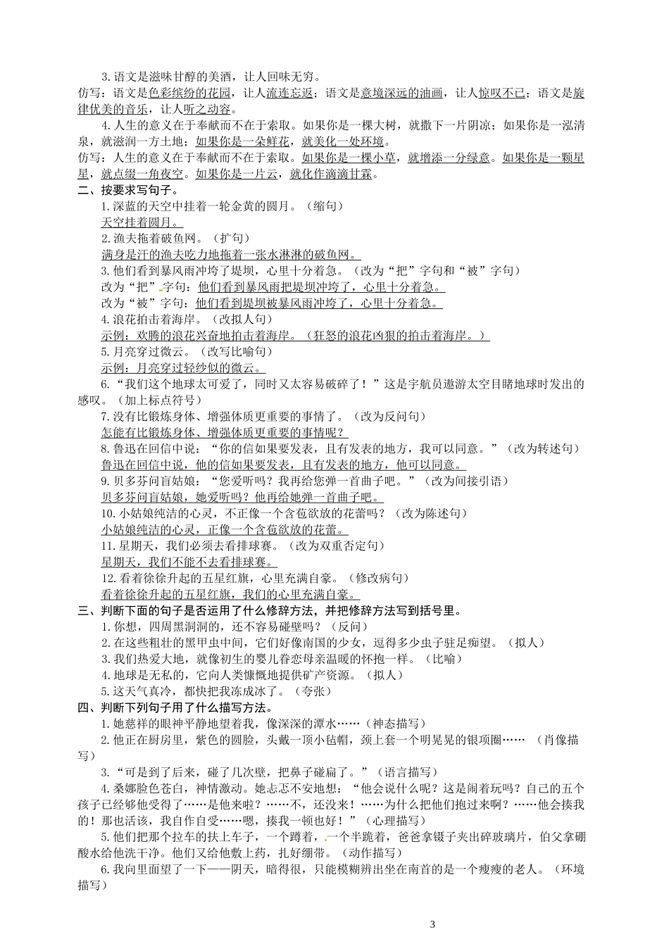 六（上）语文全册句子专项练习.docx_第3页
