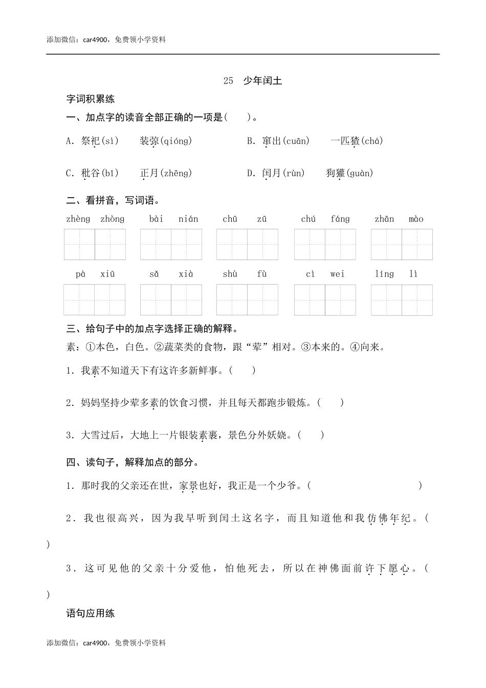 25《少年闰土》课时测评.docx_第1页