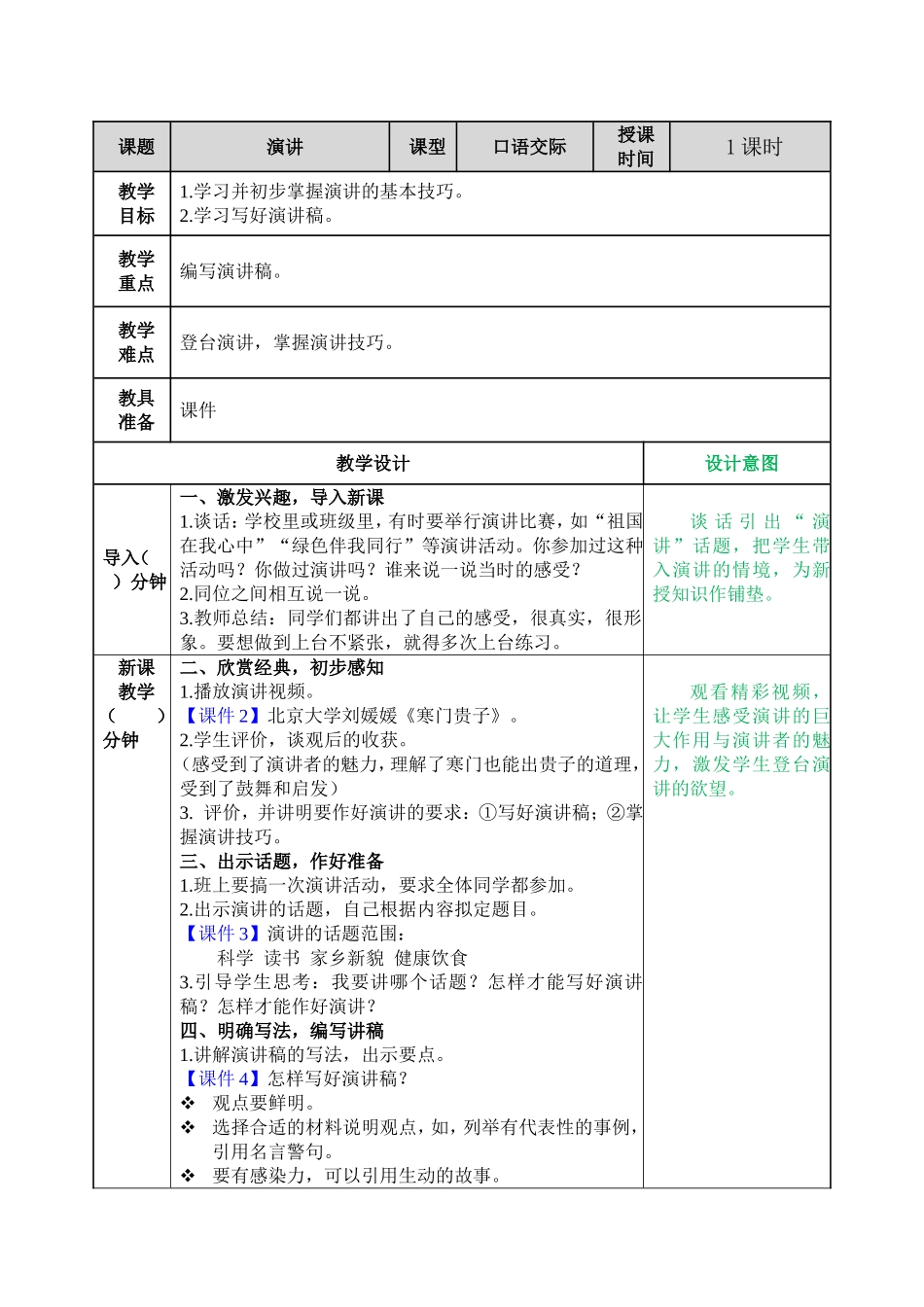 口语交际：演讲 教学教案.doc_第1页