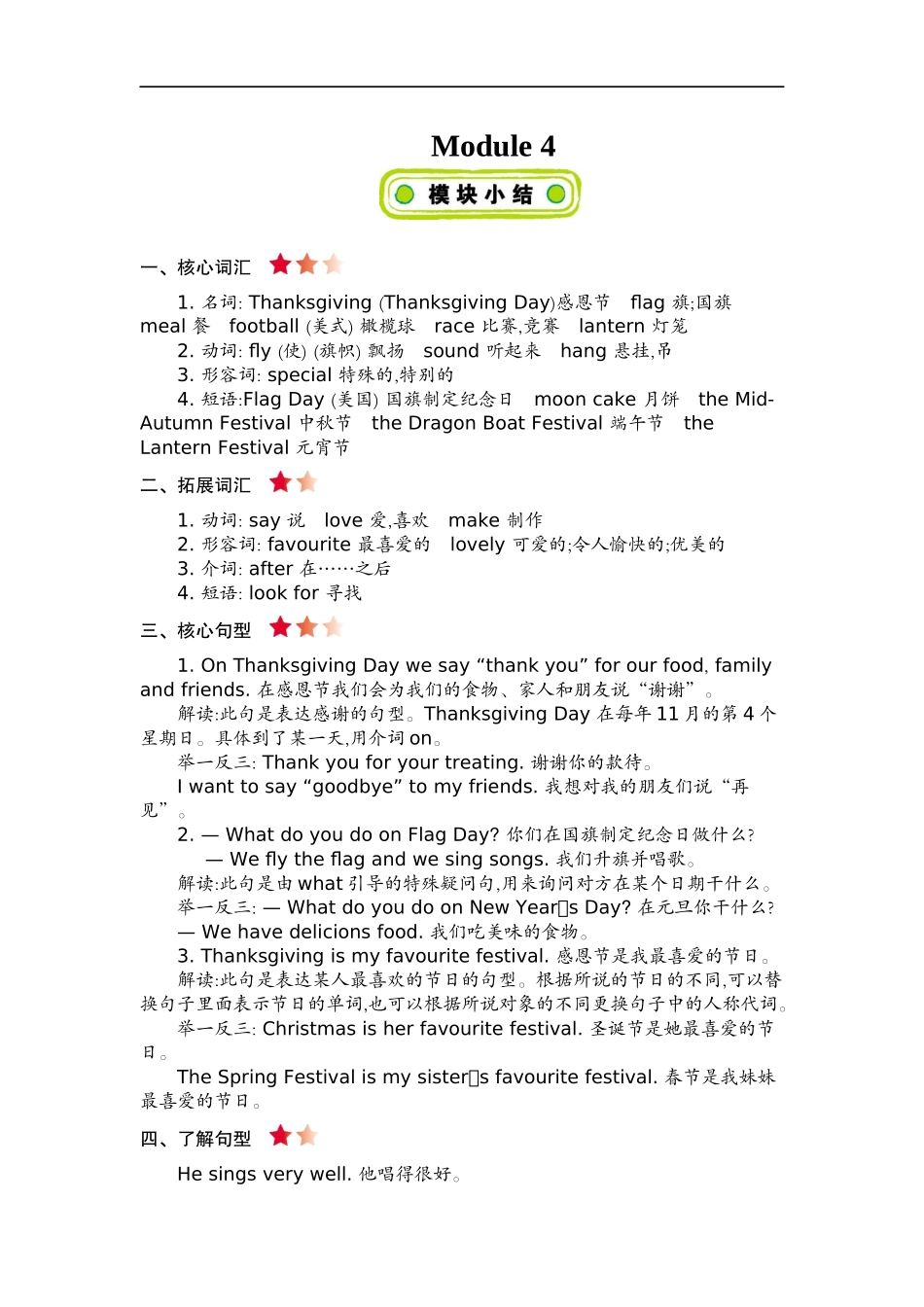 六(上)外研 Module 4 知识清单.docx_第1页