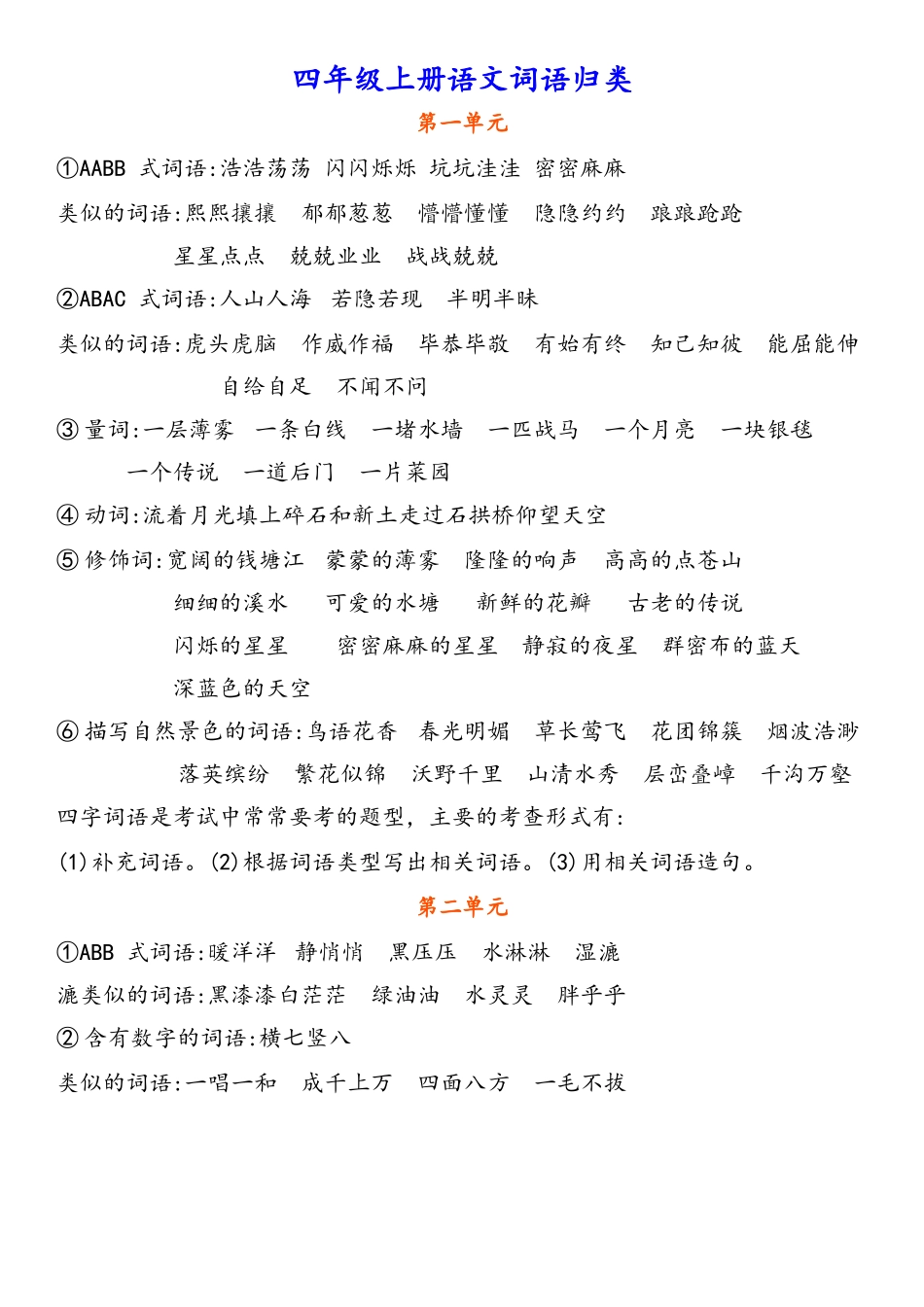 四年级上册语文词语归类(1).docx_第1页