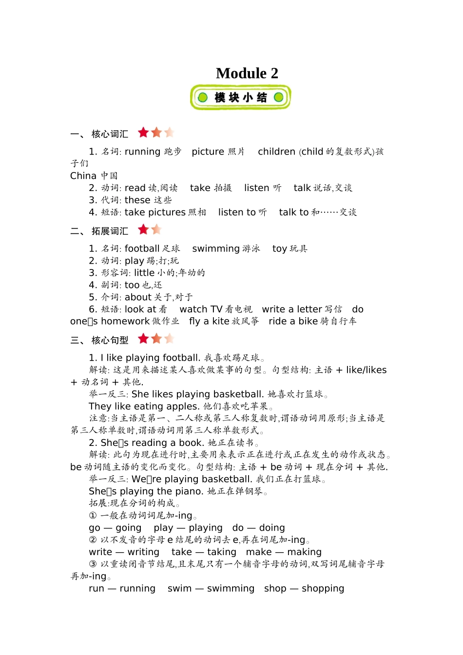 四（上）外研 Module 2知识清单.docx_第1页