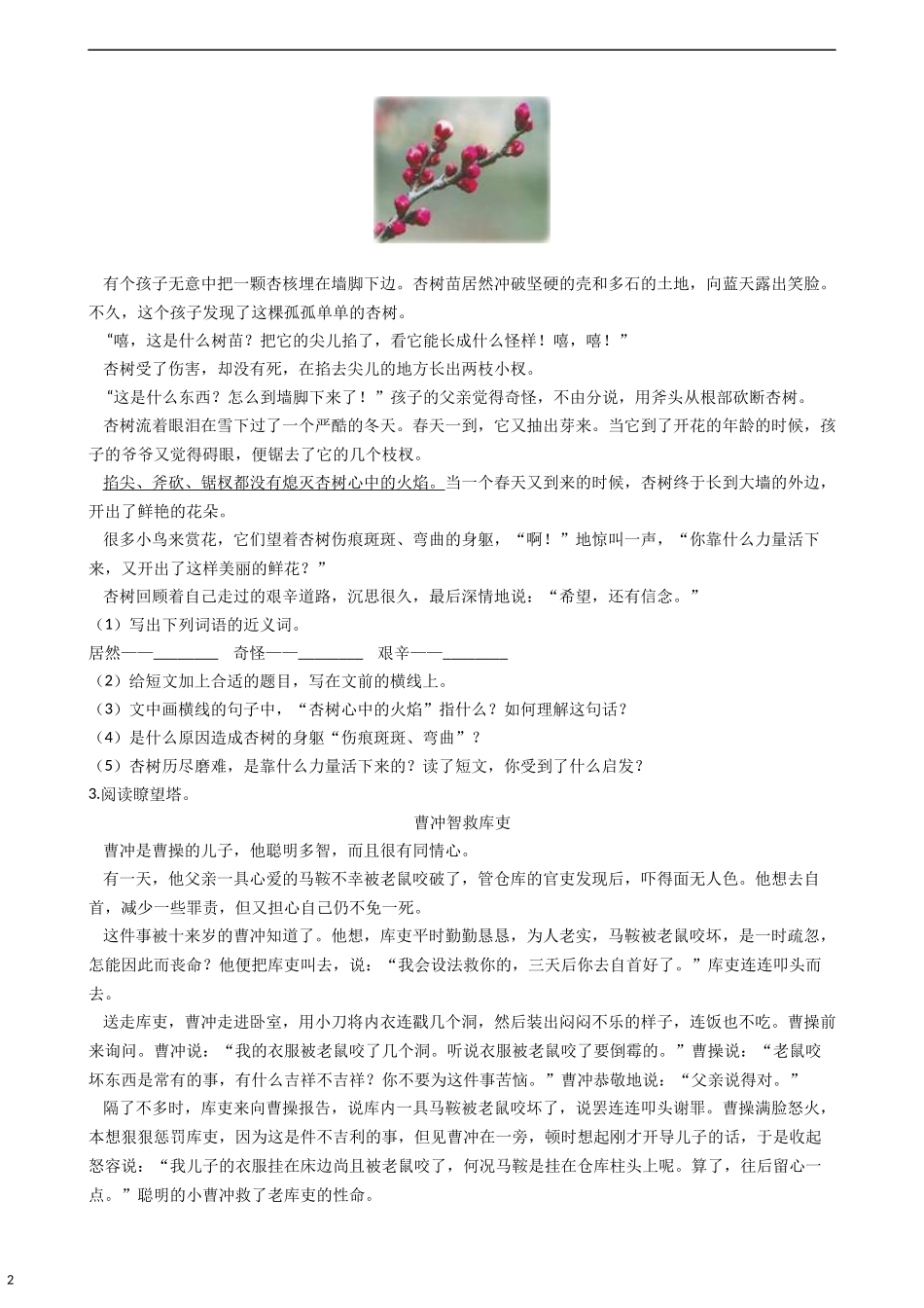 三年级下册语文阅读训练30篇.docx_第2页