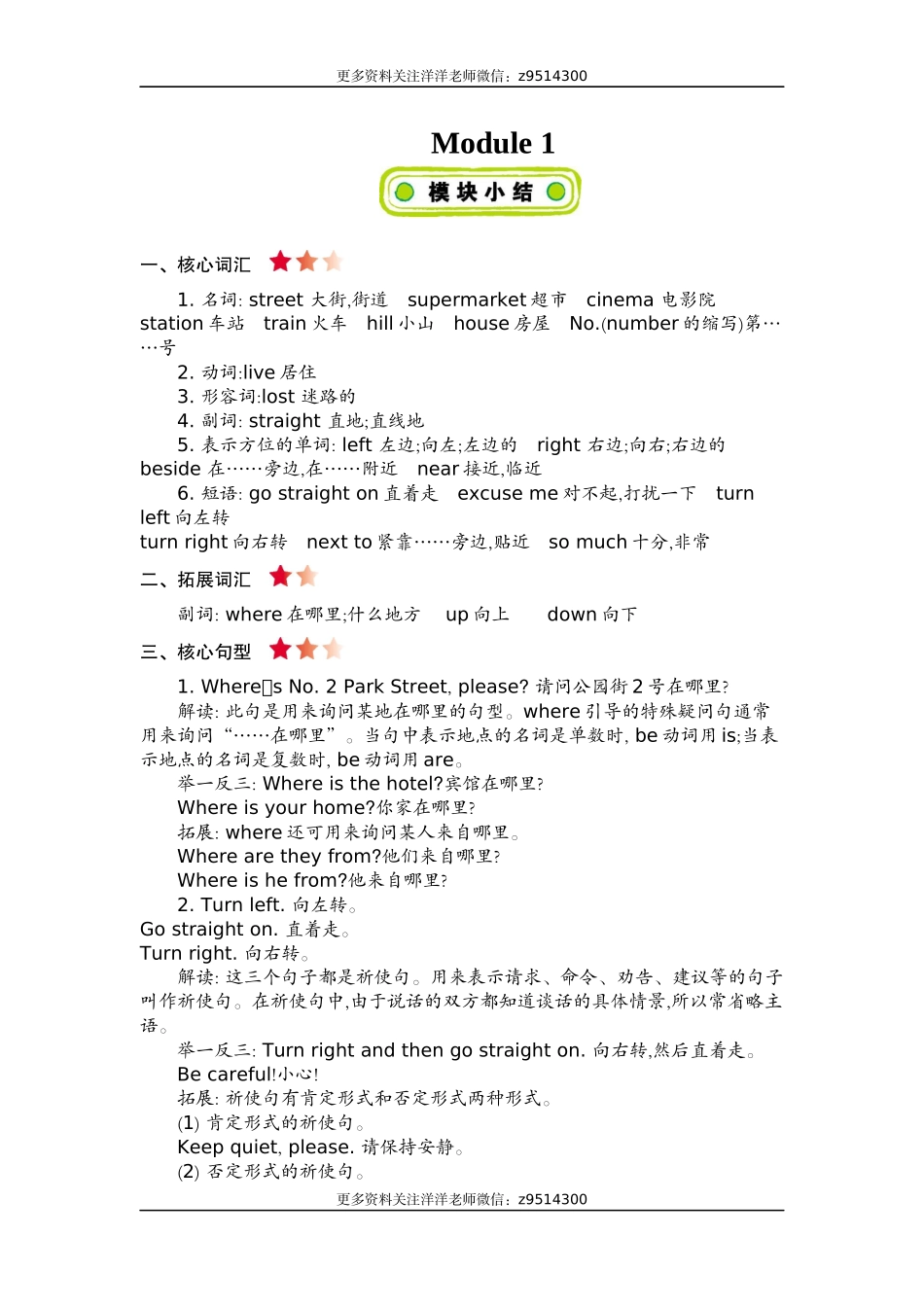 四（上）外研 module 1 知识清单(1).docx_第1页