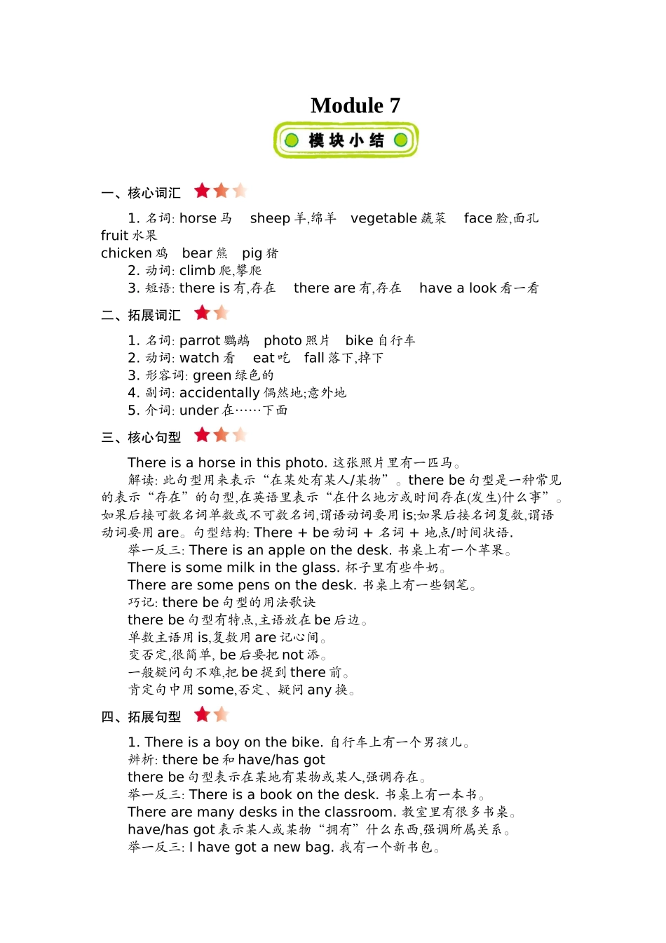 四（上）外研 Module 7 知识清单.docx_第1页
