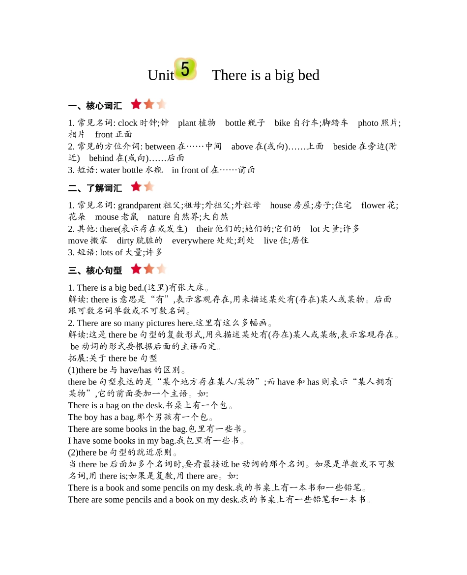 五（上）人教PEP：Unit 5 知识清单.docx_第1页