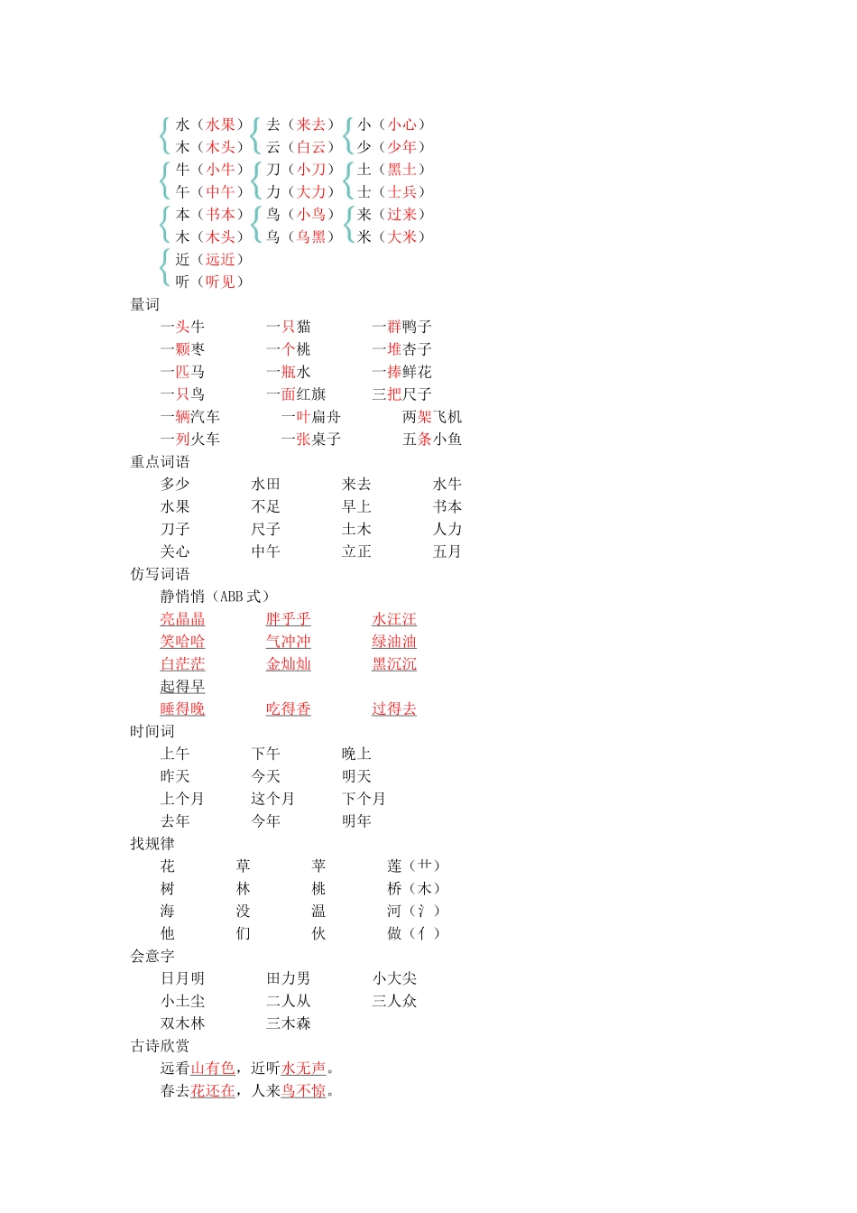一年级语文第五单元知识小结.docx_第3页