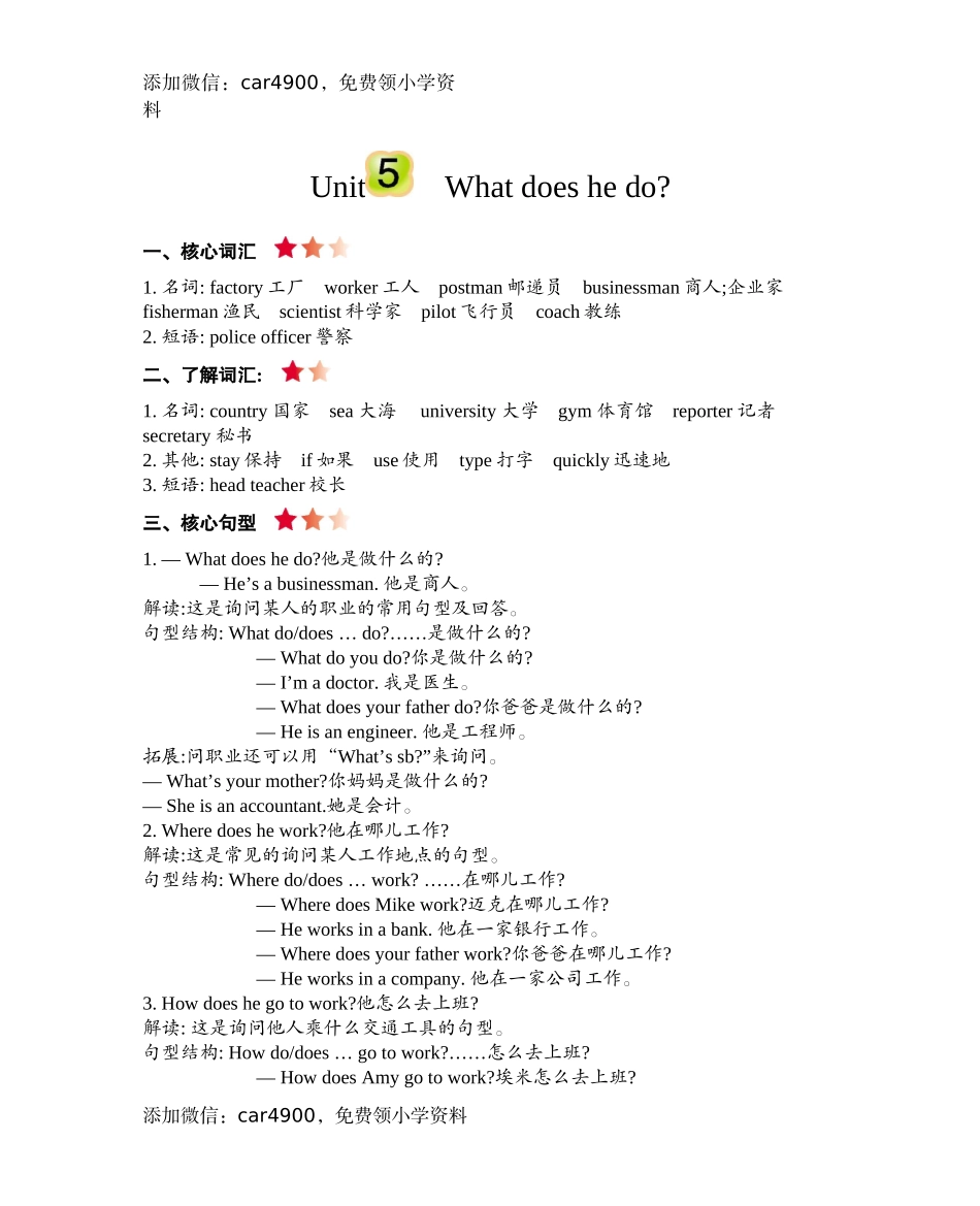 六（上）人教PEP：Unit 5 知识清单(1).docx_第1页