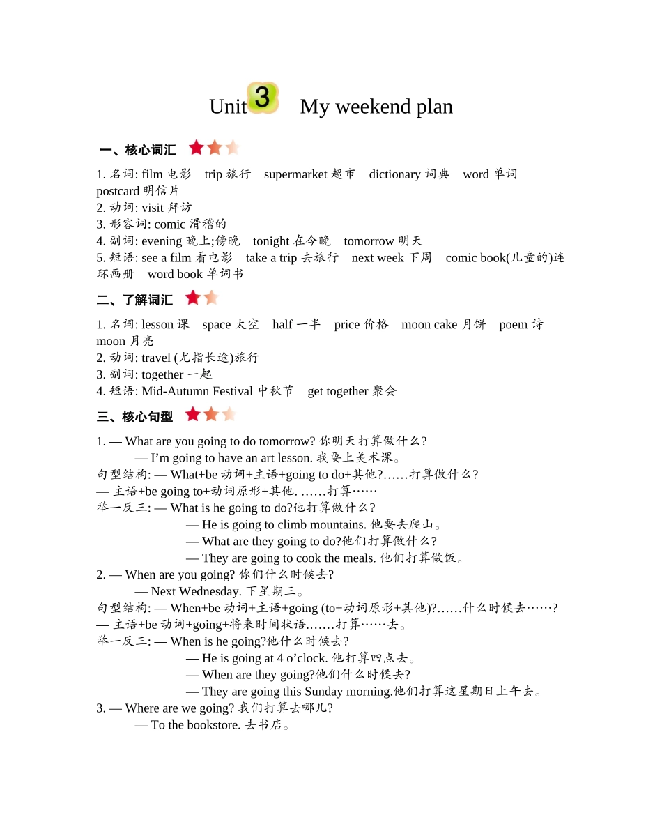 六（上）人教PEP：Unit 3 知识清单.docx_第1页