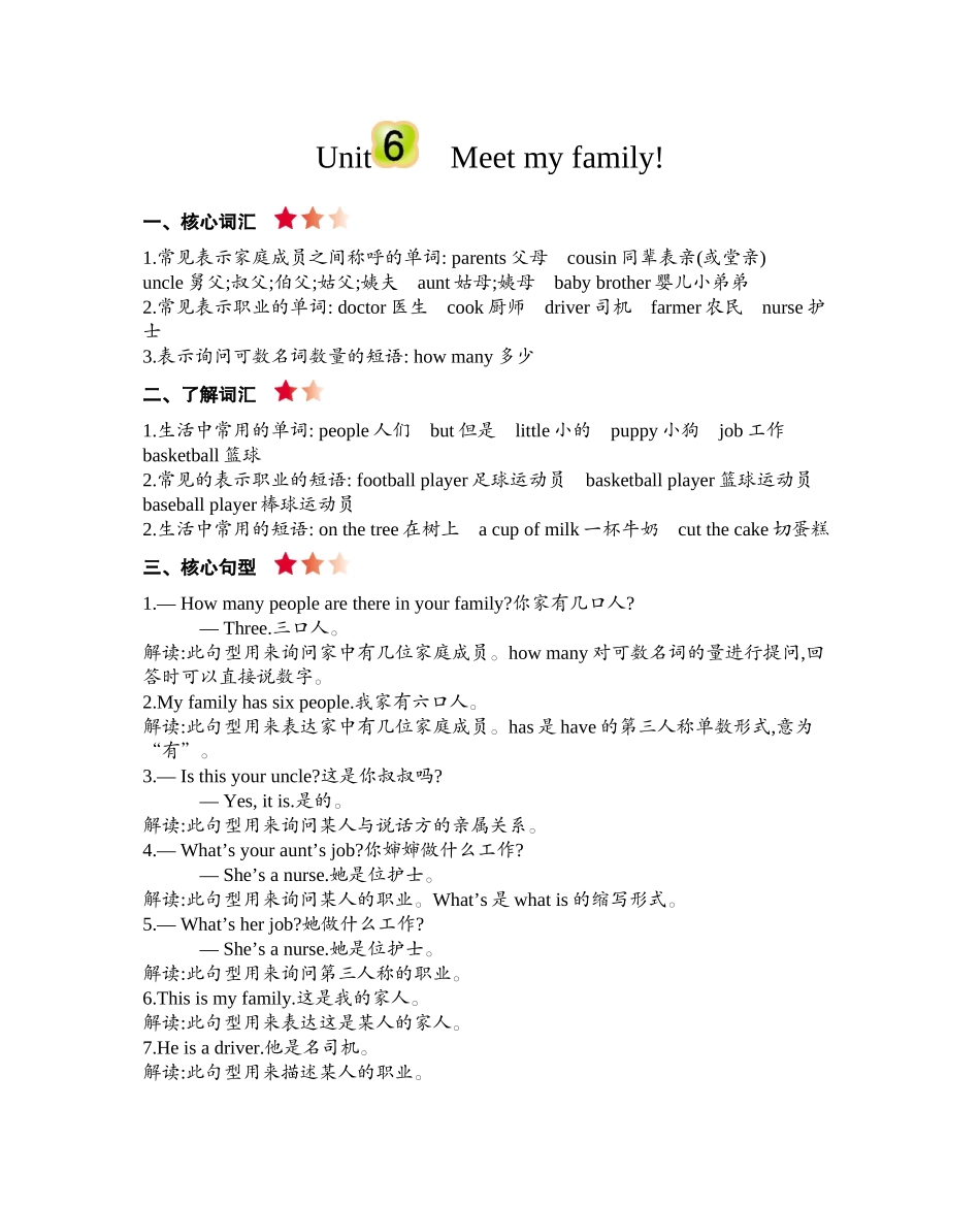 四（上）人教PEP版：Unit 6知识清单.docx_第1页