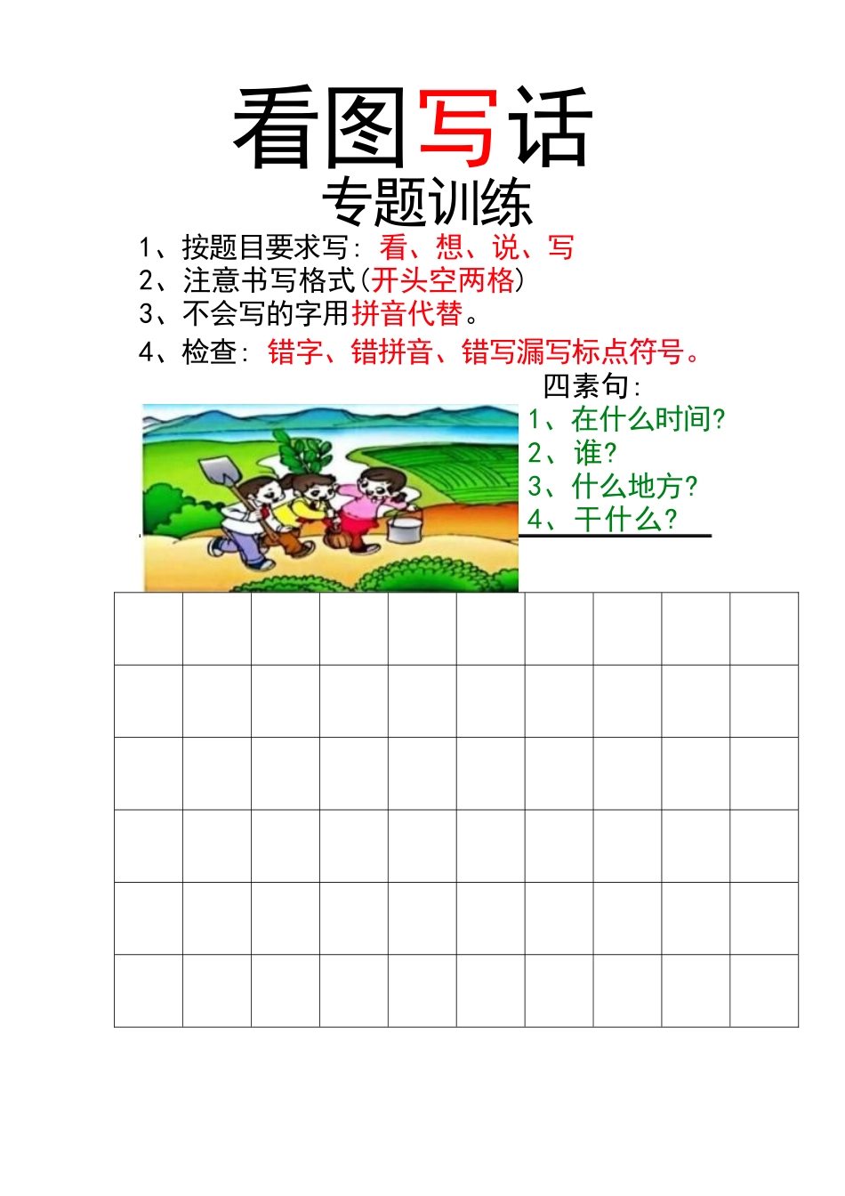 一年级 历年常考 8类看图写话范文.docx_第1页