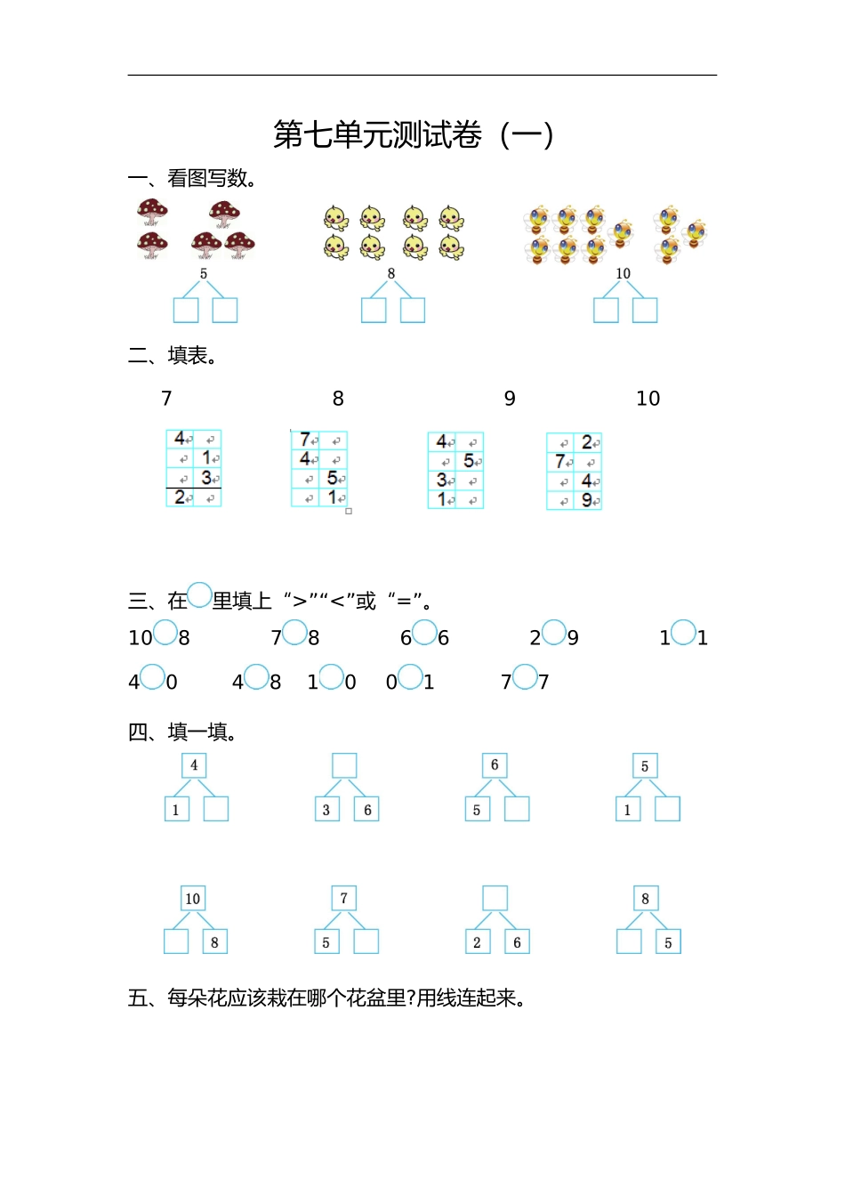 一(上）苏教版数学第七单元测试卷.1.doc_第1页