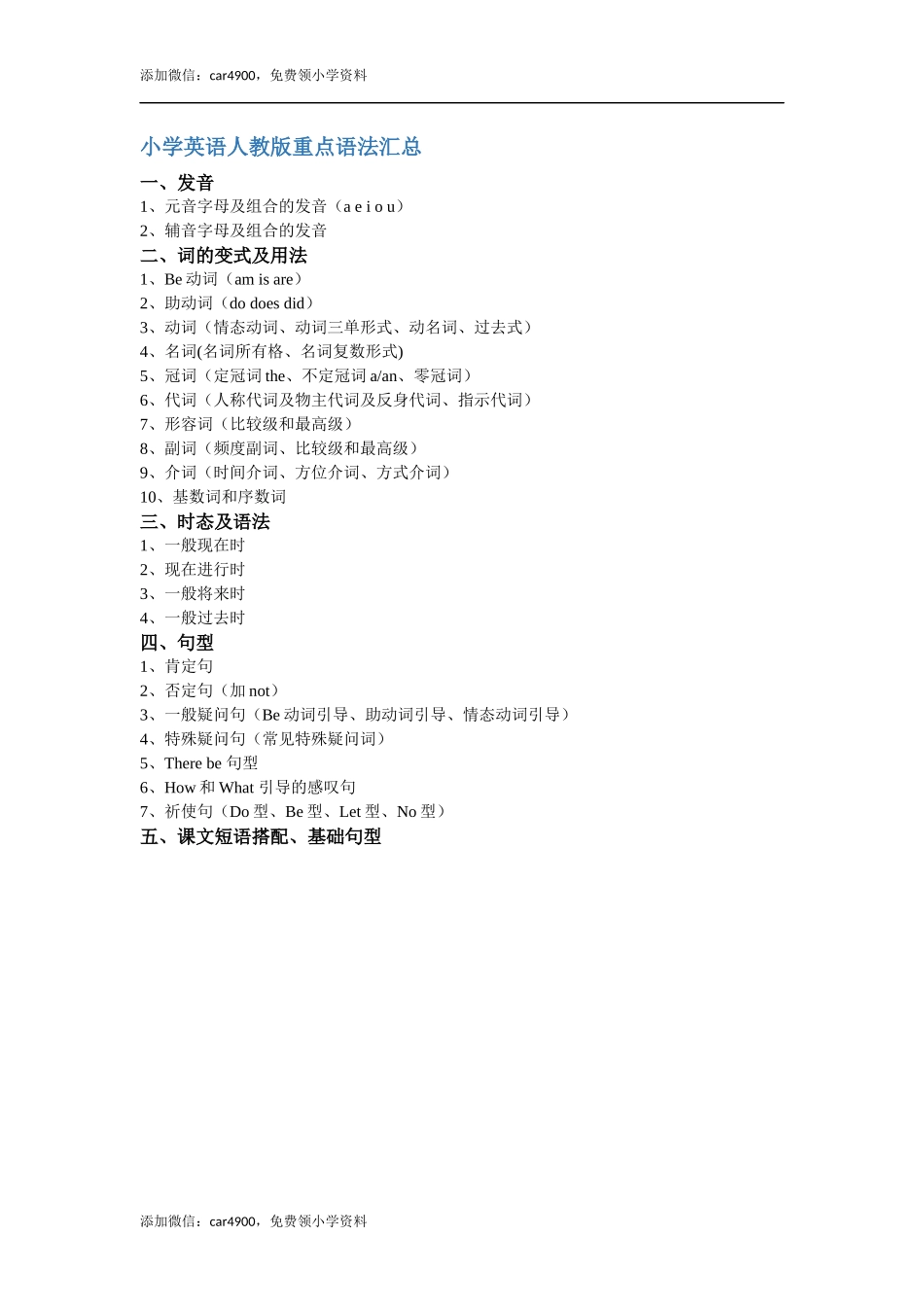 人教版小学英语语法知识点汇总简要.docx_第1页