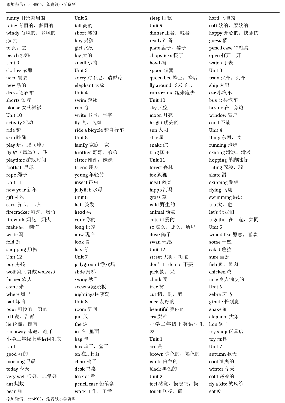 深圳小学一至六年级英语单词表(含中文).doc_第2页