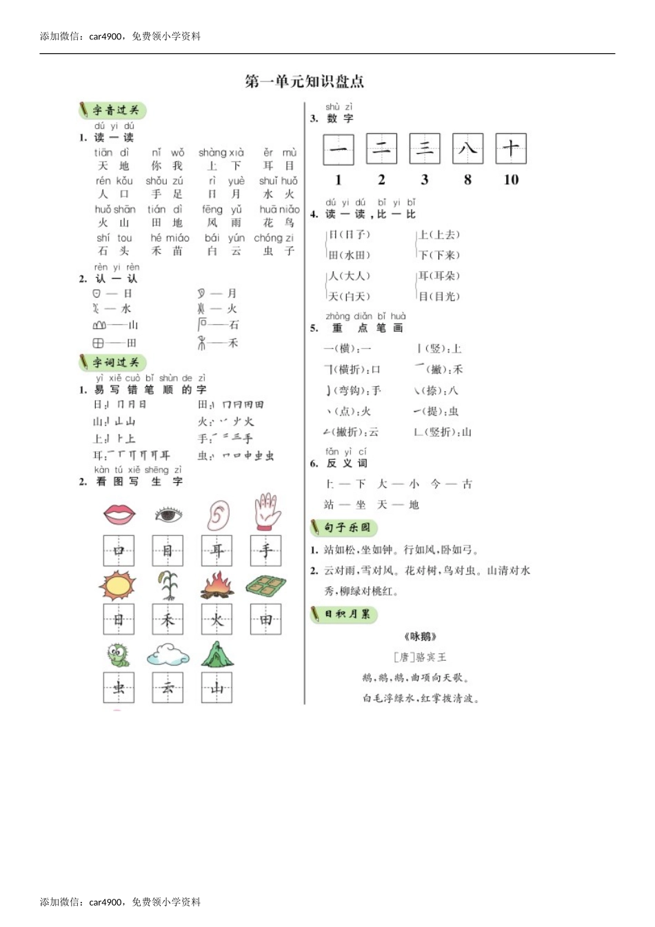 第1单元 知识盘点同步练习（部编版）.doc_第1页