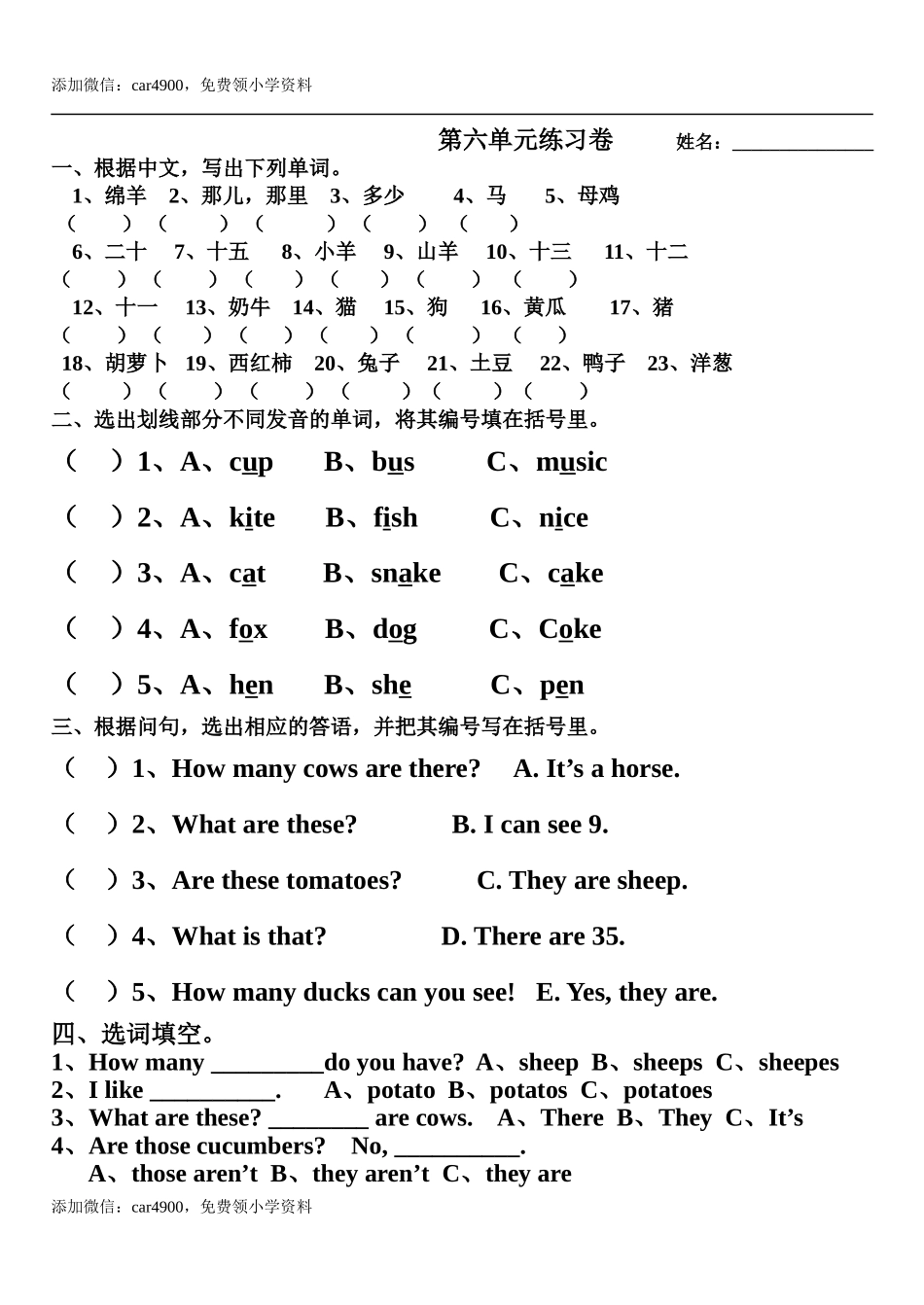 第六单元练习卷.doc_第1页