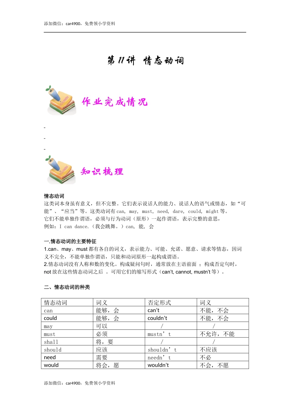 小六英语第11讲：情态动词（教师版）.docx_第1页