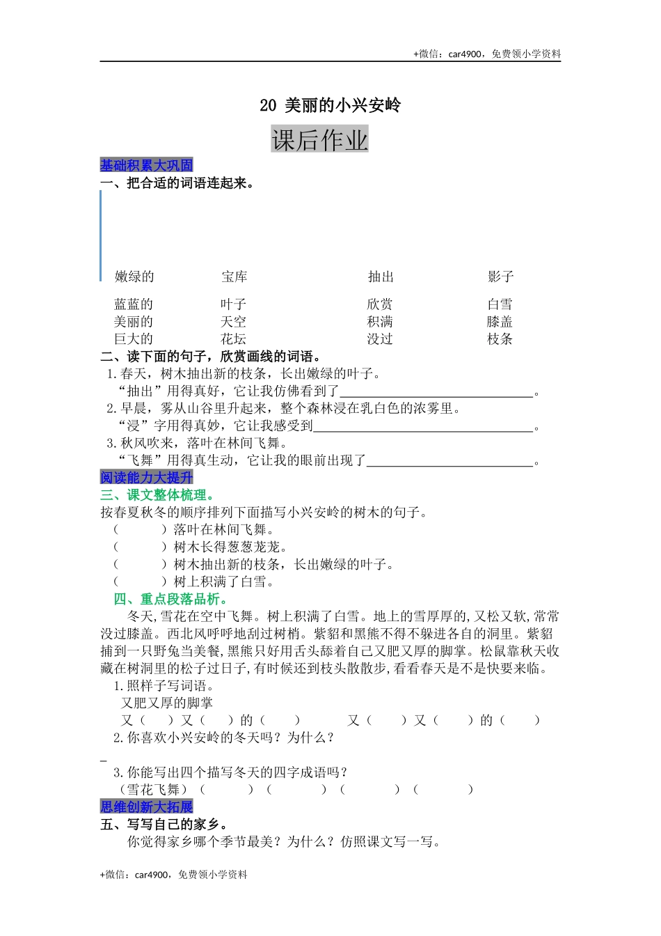 20 美丽的小兴安岭.docx_第1页