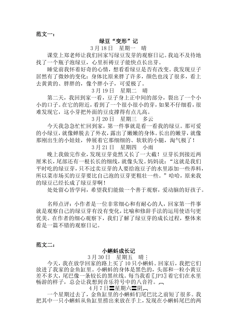 四（上）语文第三单元习作：写观察日记.doc_第1页