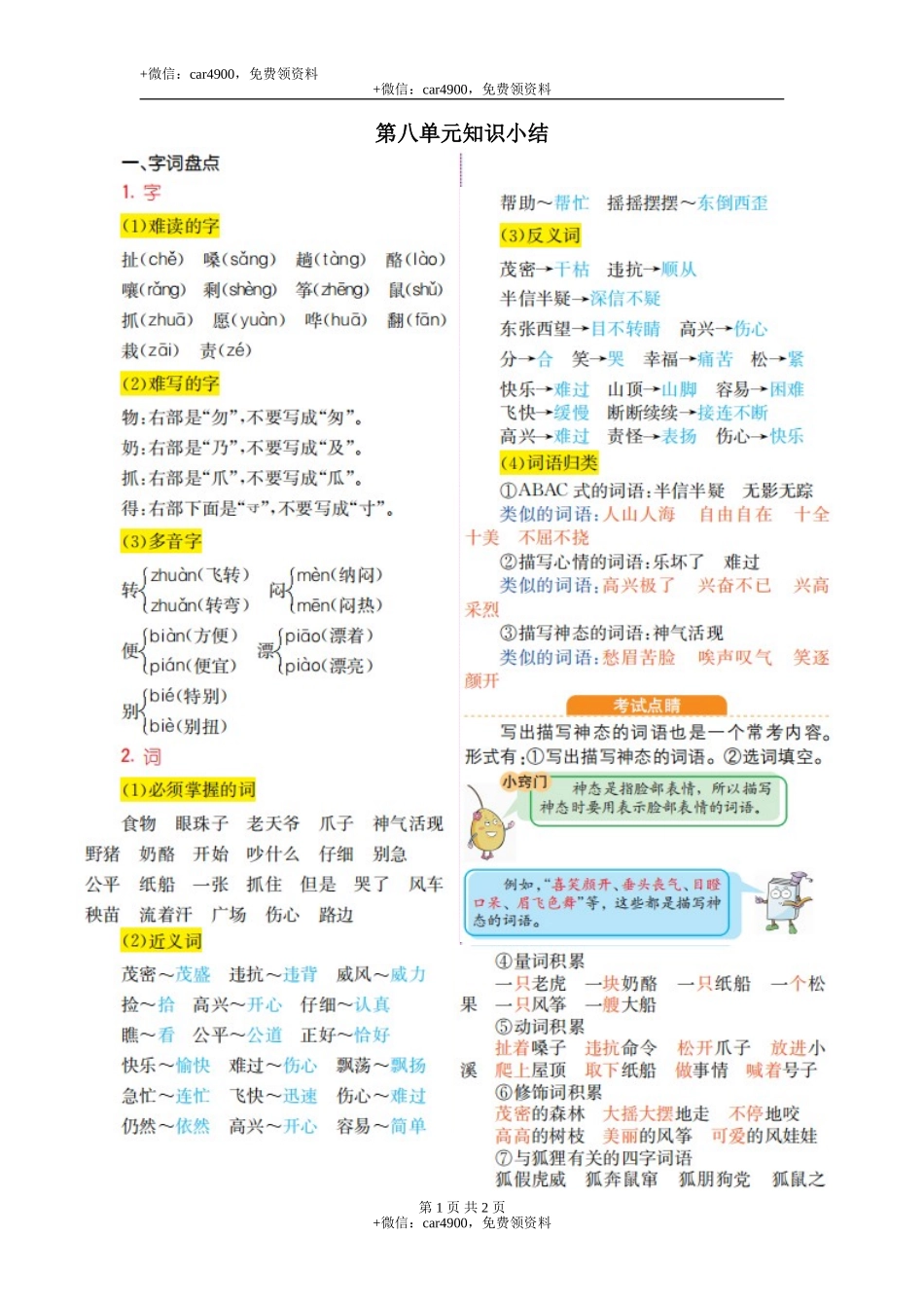 第八单元知识小结 .doc_第1页