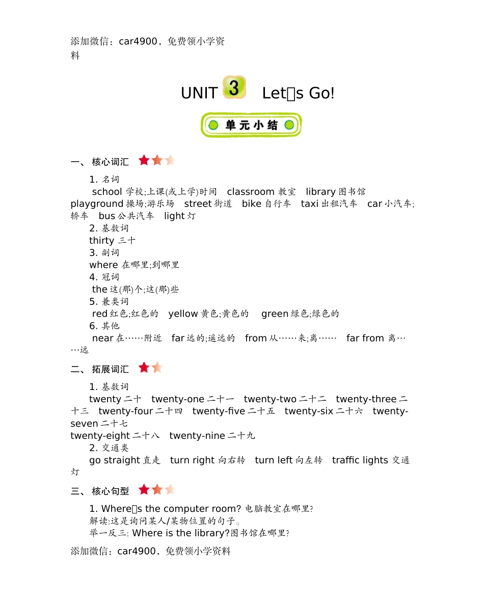 四（上）冀教版英语 Unit 3 知识重点.docx_第1页