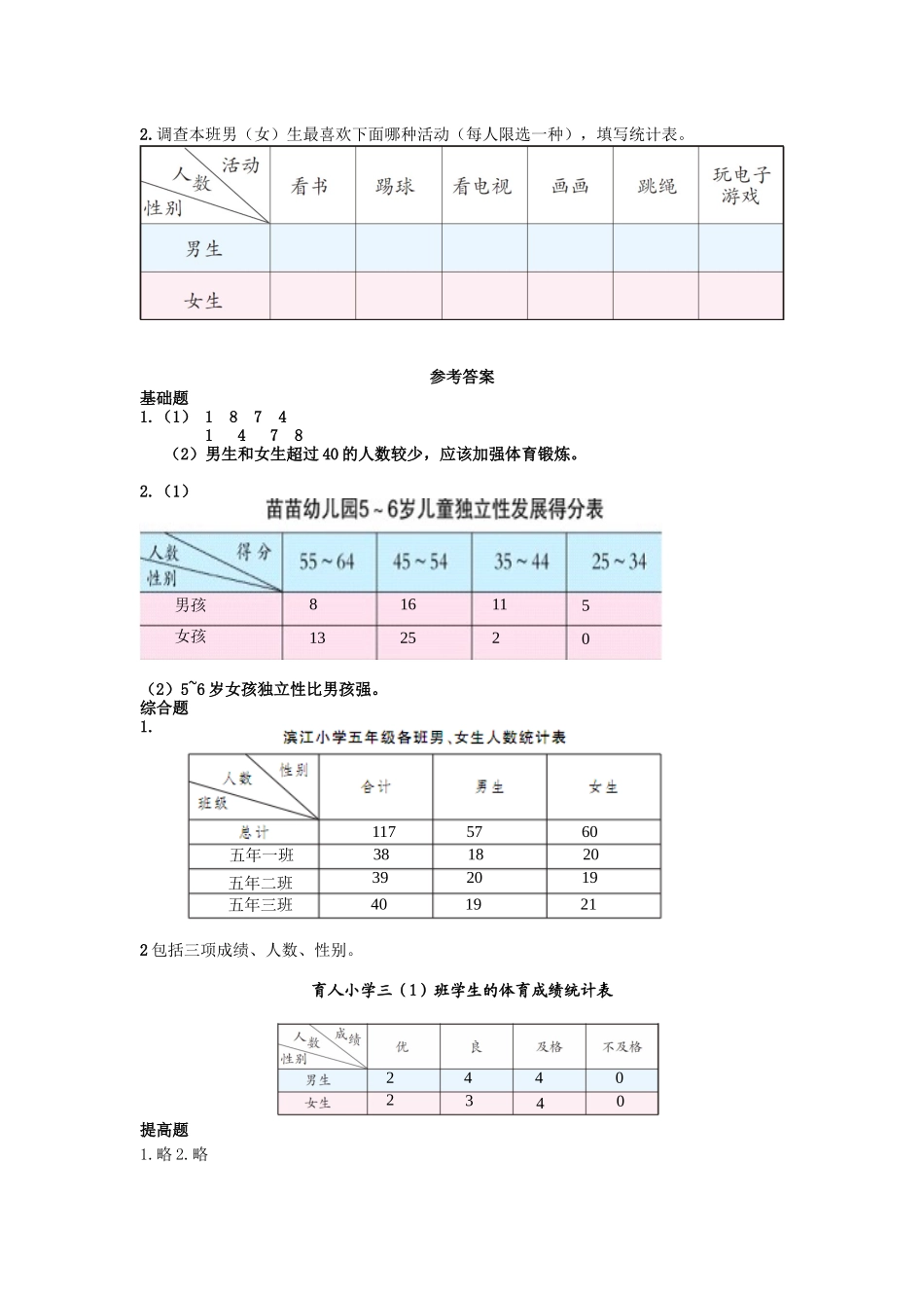 三年级下册数学一课一练-6.4 统计例4 西师大版（2014秋）（含答案）.docx_第3页