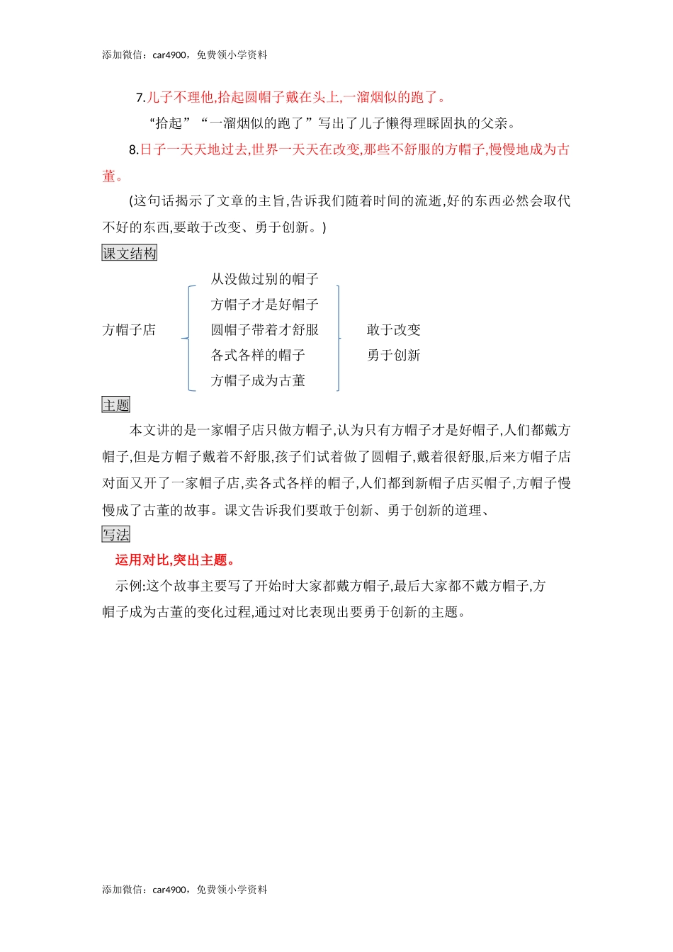 三年级下册语文素材- 26.方帽子店知识点总结课堂笔记 人教（部编版）.docx_第2页