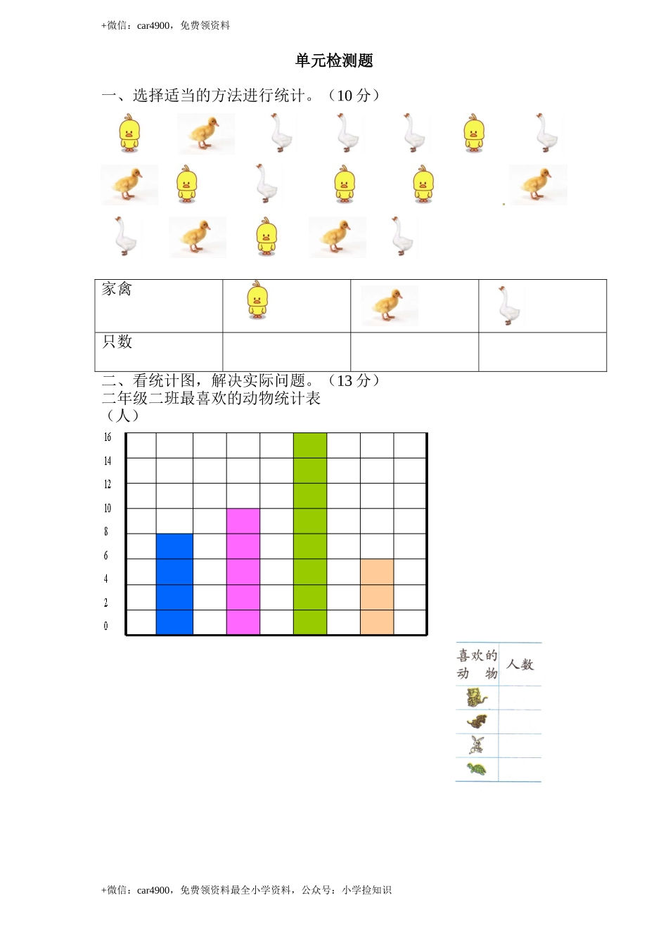 人教新课标数学二年级下学期第7单元测试卷2 .doc_第1页